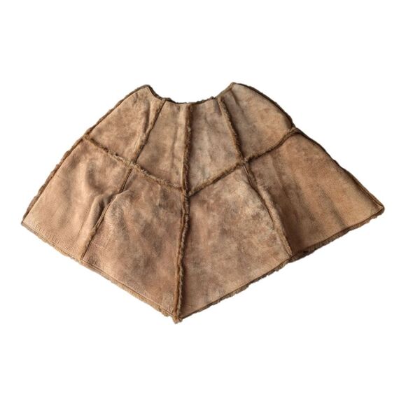 Unique Brown Genuine Leather Spliced Leather Poncho One Size - Picture 11 of 11